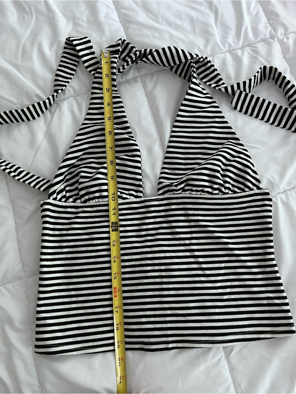 Edikted Black & White Striped Halter Crop Top